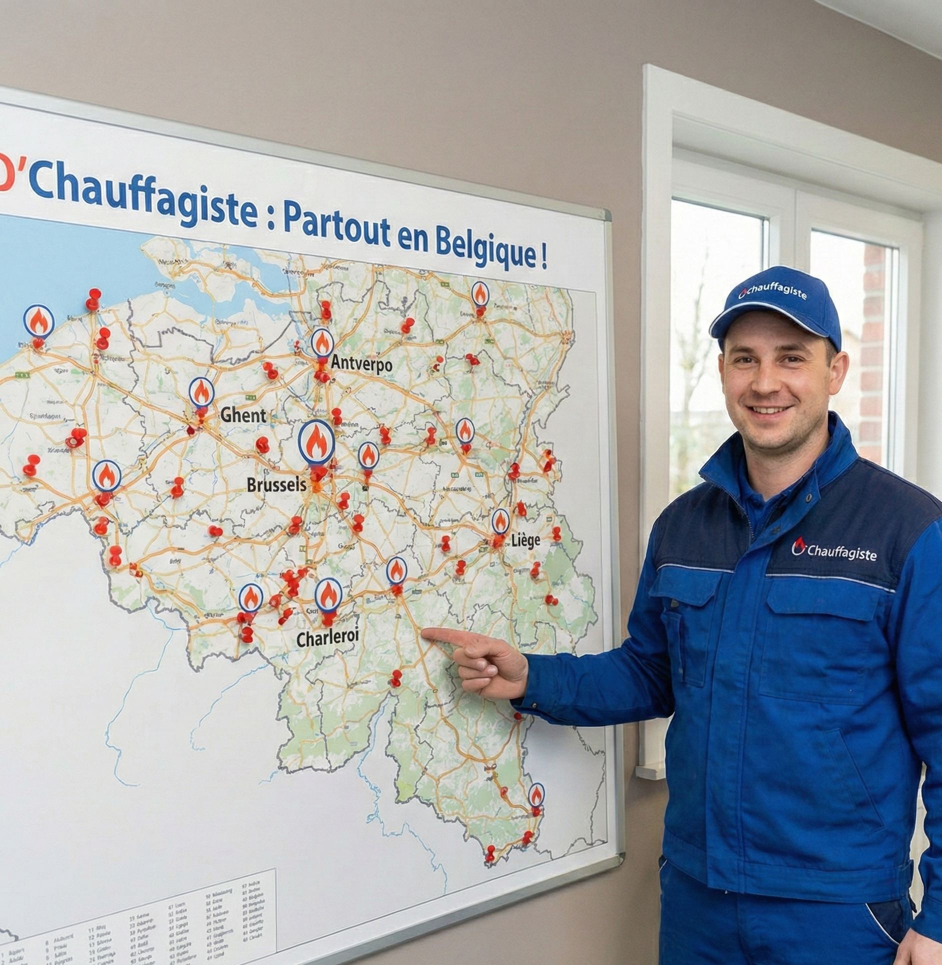 zone intervention Ochauffagiste belgique